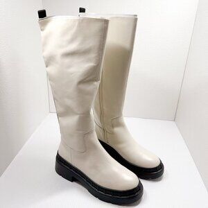 Lisa Vicky Moody-V Women's 8.5M White Leather Chunky Platform High Boots NIB
